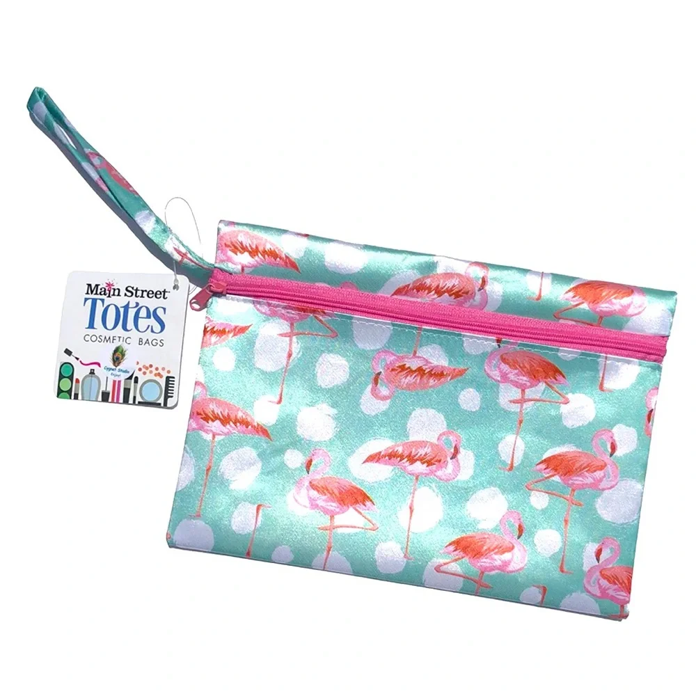 Main Street Flamingo Cosmetic Tote Travel Bag with Handle